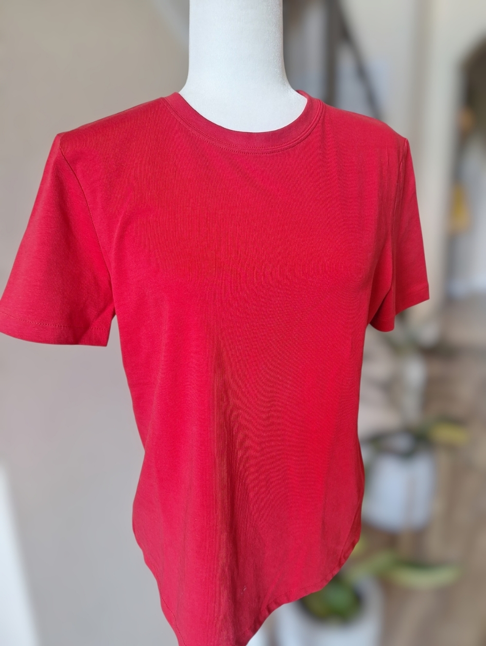 Zara Classic Women's Red Crew Neck T-Shirt Size M